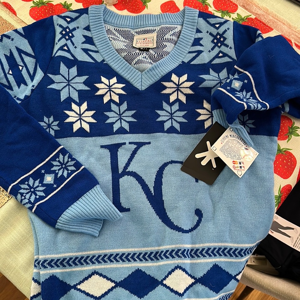NWT Kansas City Royals Christmas Sweater size women’s large